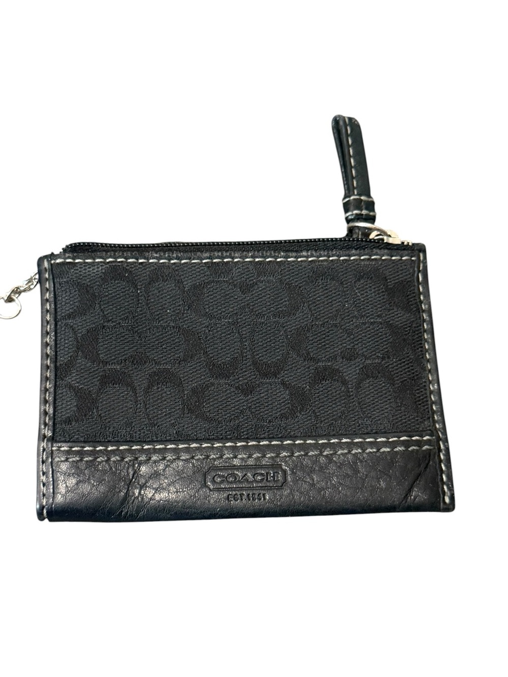Coach Black Signature Zip Card Pouch